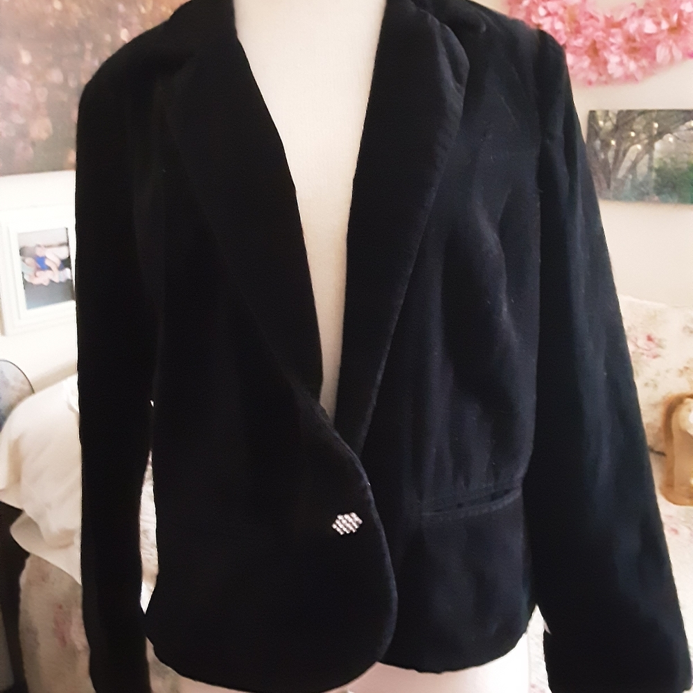 Faux velvet blazer